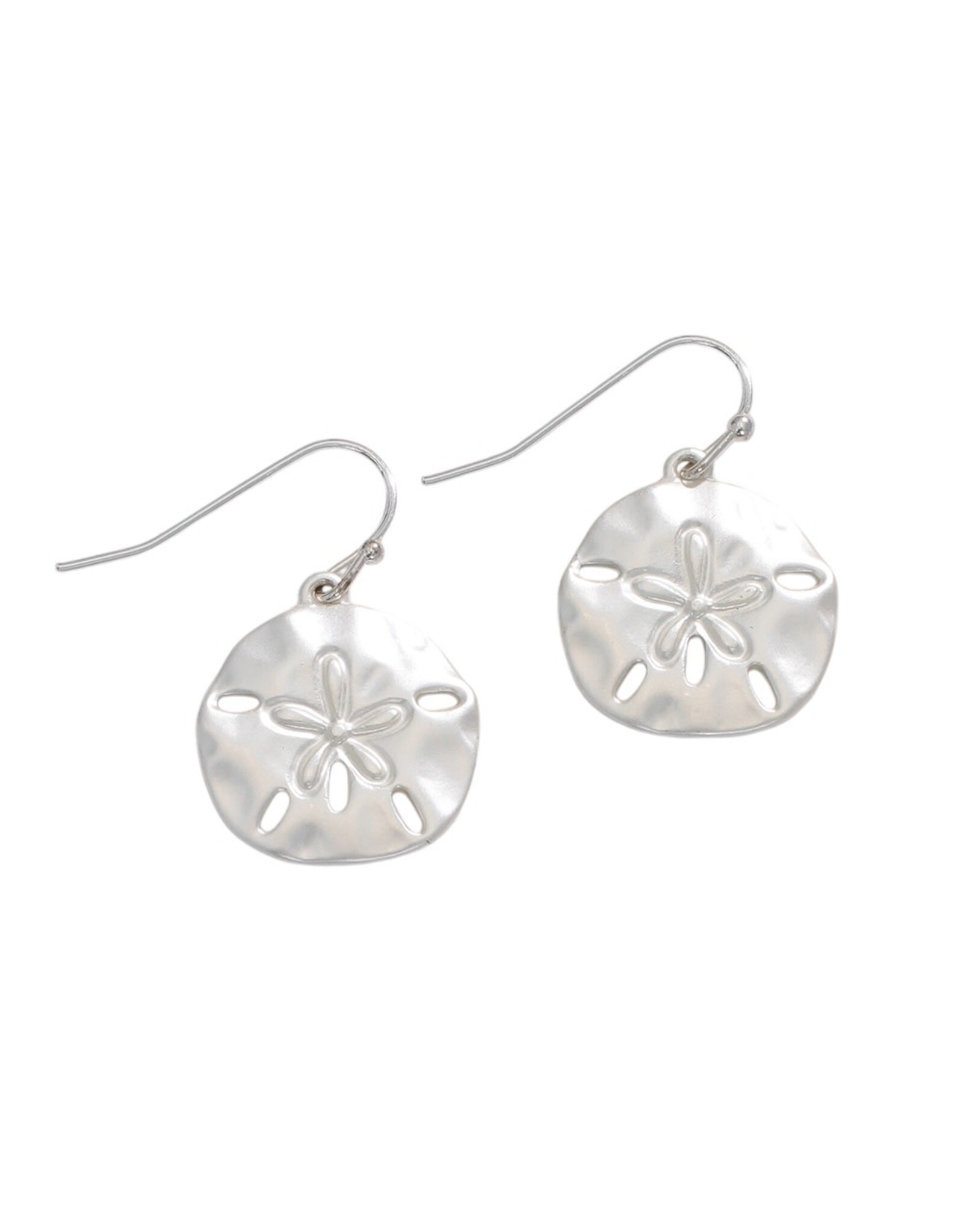 Periwinkle by Barlow Earrings | Matte Silver Sand Dollars