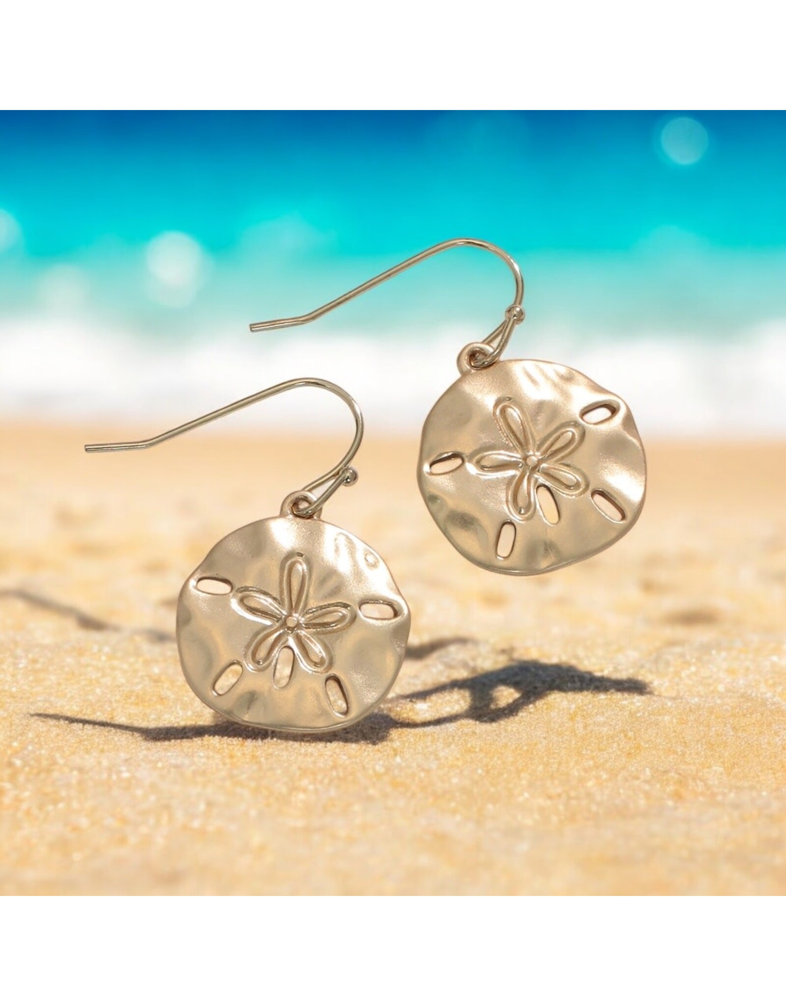 Periwinkle by Barlow Earrings | Matte Gold Sand Dollars