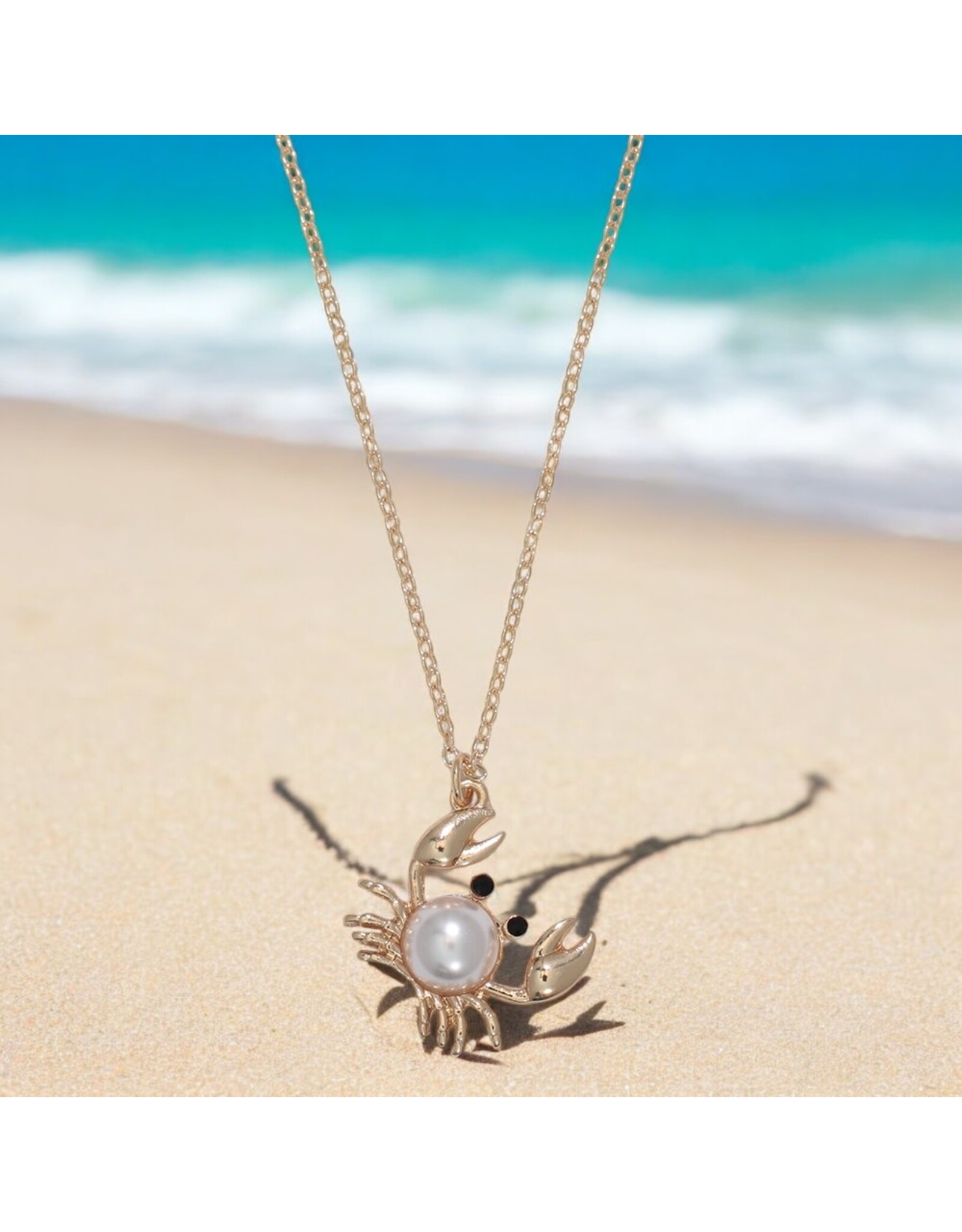 Periwinkle by Barlow Necklaces | Gold Crab with Pearl and Crystal