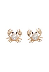 Periwinkle by Barlow Earrings | Gold Crabs With Pearl and Crystals