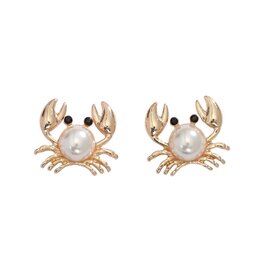 Periwinkle by Barlow Earrings | Gold Crabs With Pearl and Crystals