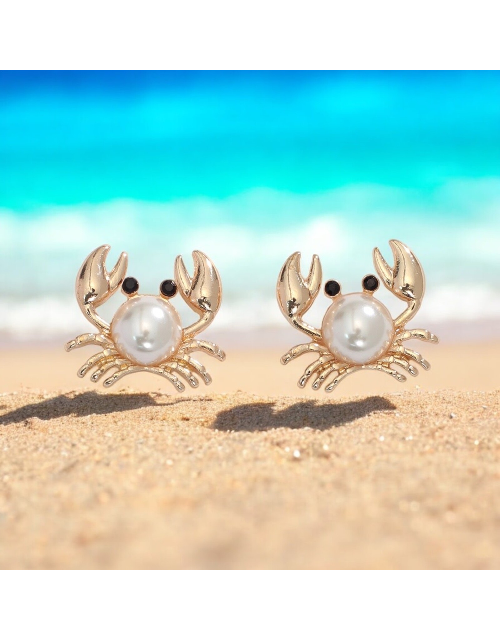 Periwinkle by Barlow Earrings | Gold Crabs With Pearl and Crystals