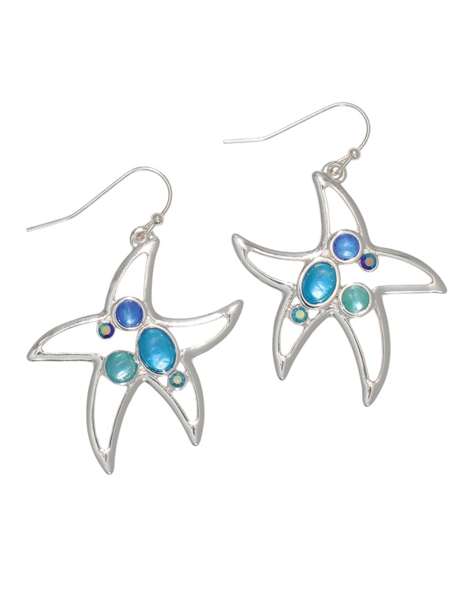 Periwinkle by Barlow Earrings | Open Starfish w Sea Blue Stones