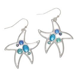 Periwinkle by Barlow Earrings | Open Starfish w Sea Blue Stones