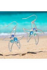 Periwinkle by Barlow Earrings | Open Starfish w Sea Blue Stones