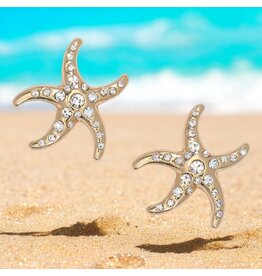 Periwinkle by Barlow Earrings | Gold Dancing Starfish w Crystals