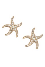 Periwinkle by Barlow Earrings | Gold Dancing Starfish w Crystals