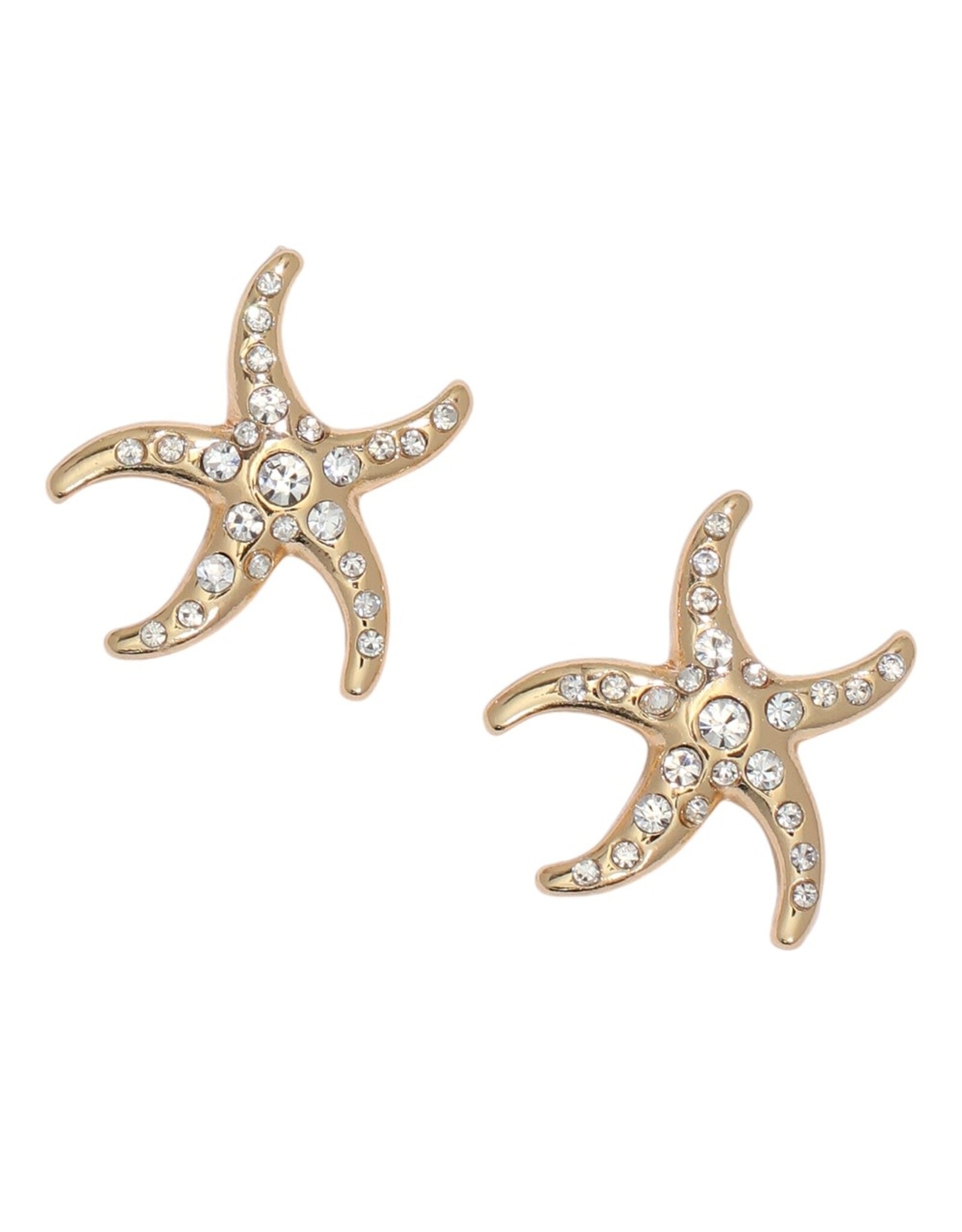 Periwinkle by Barlow Earrings | Gold Dancing Starfish w Crystals