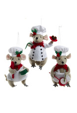Kurt Adler Mouse Chef Ornaments Set of 3 Assorted