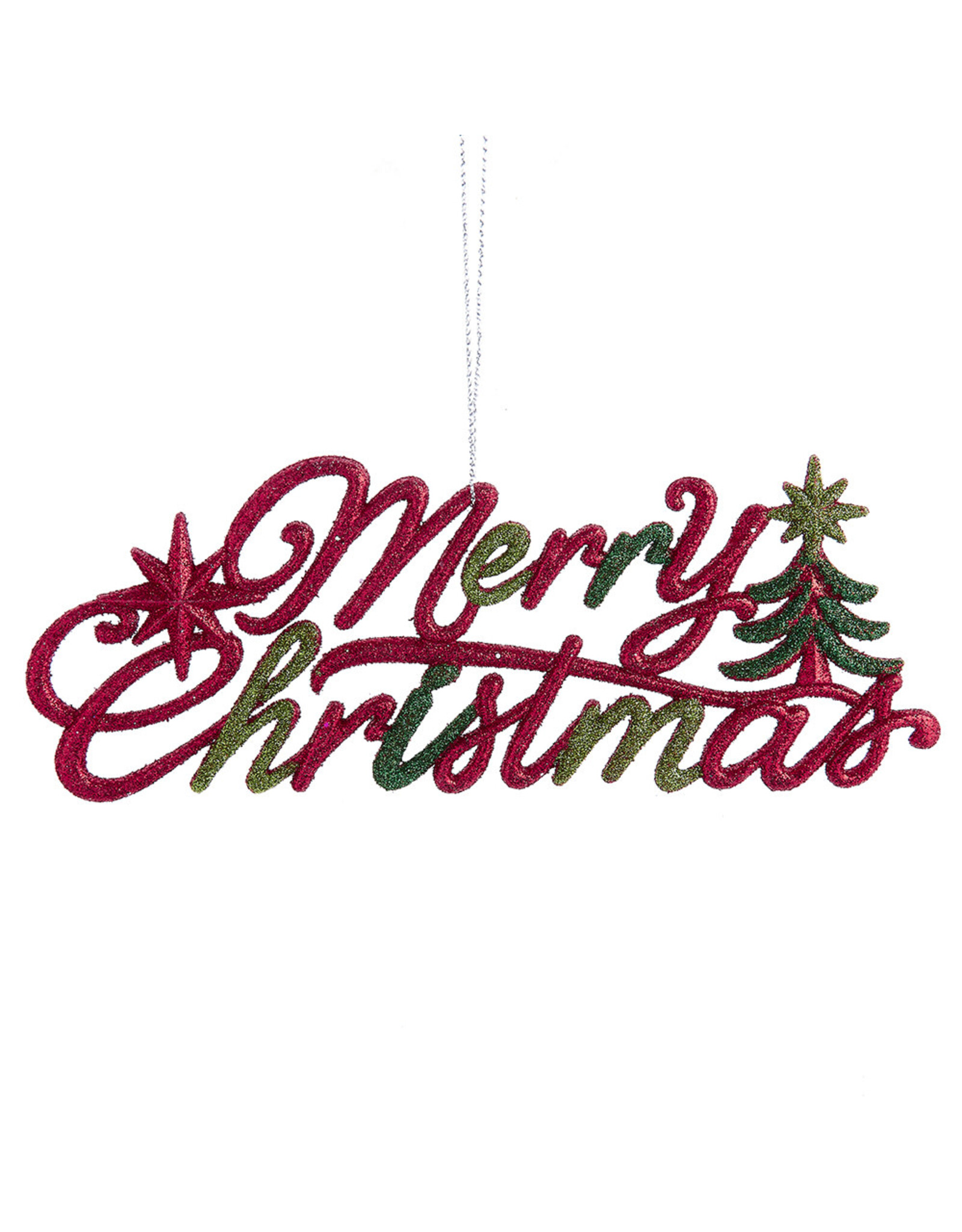 Kurt Adler Merry Christmas Sign Ornament 8x3 Inch Red N Green