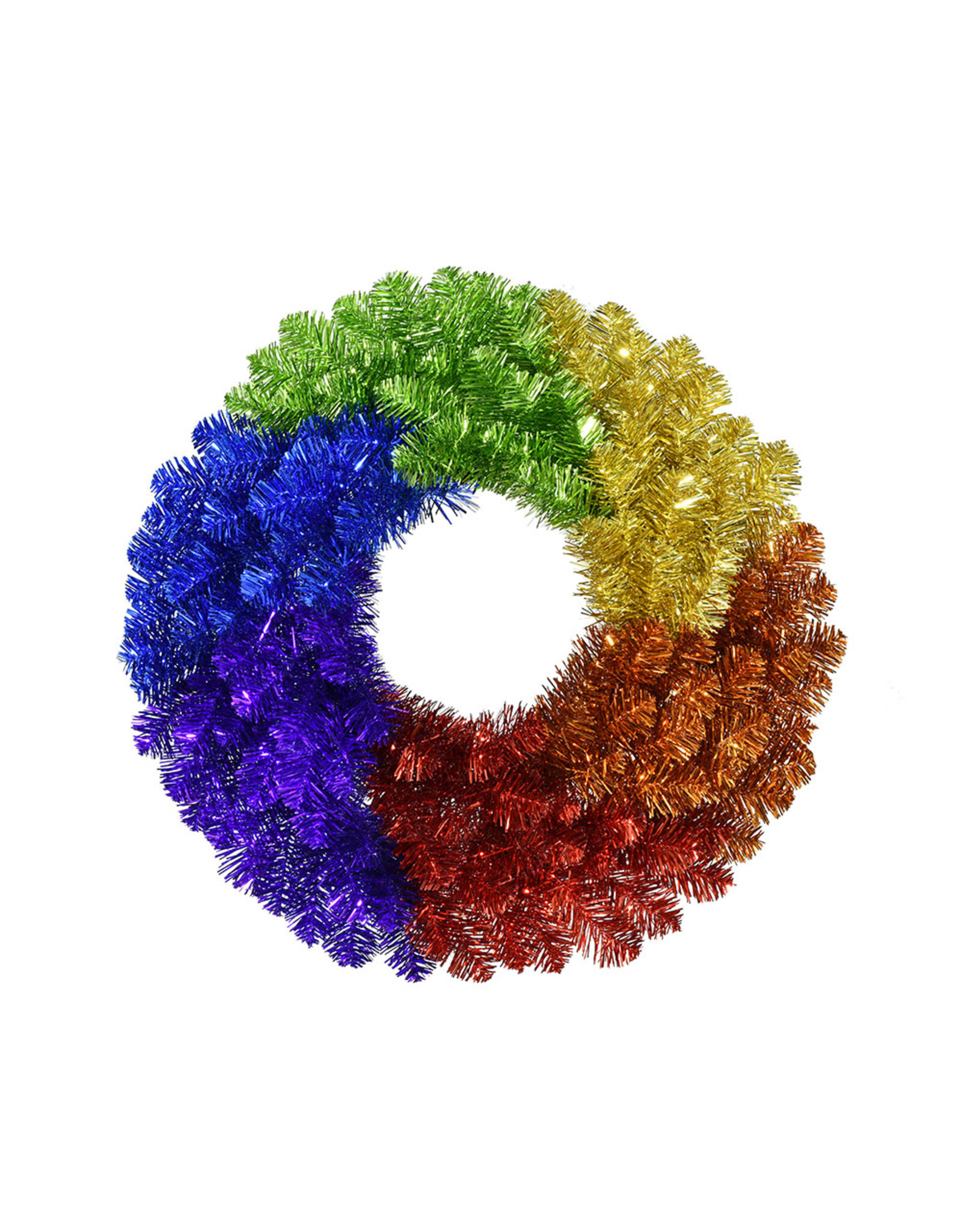 Kurt Adler Rainbow Tinsel Foil Wreath 24 Inch Unlit Pride Wreath