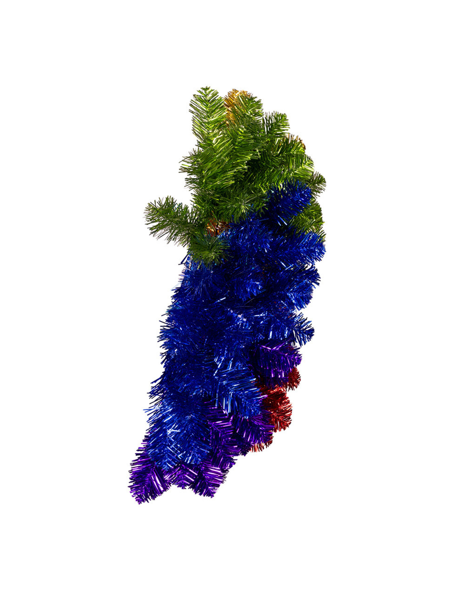 Kurt Adler Rainbow Tinsel Foil Wreath 24 Inch Unlit Pride Wreath