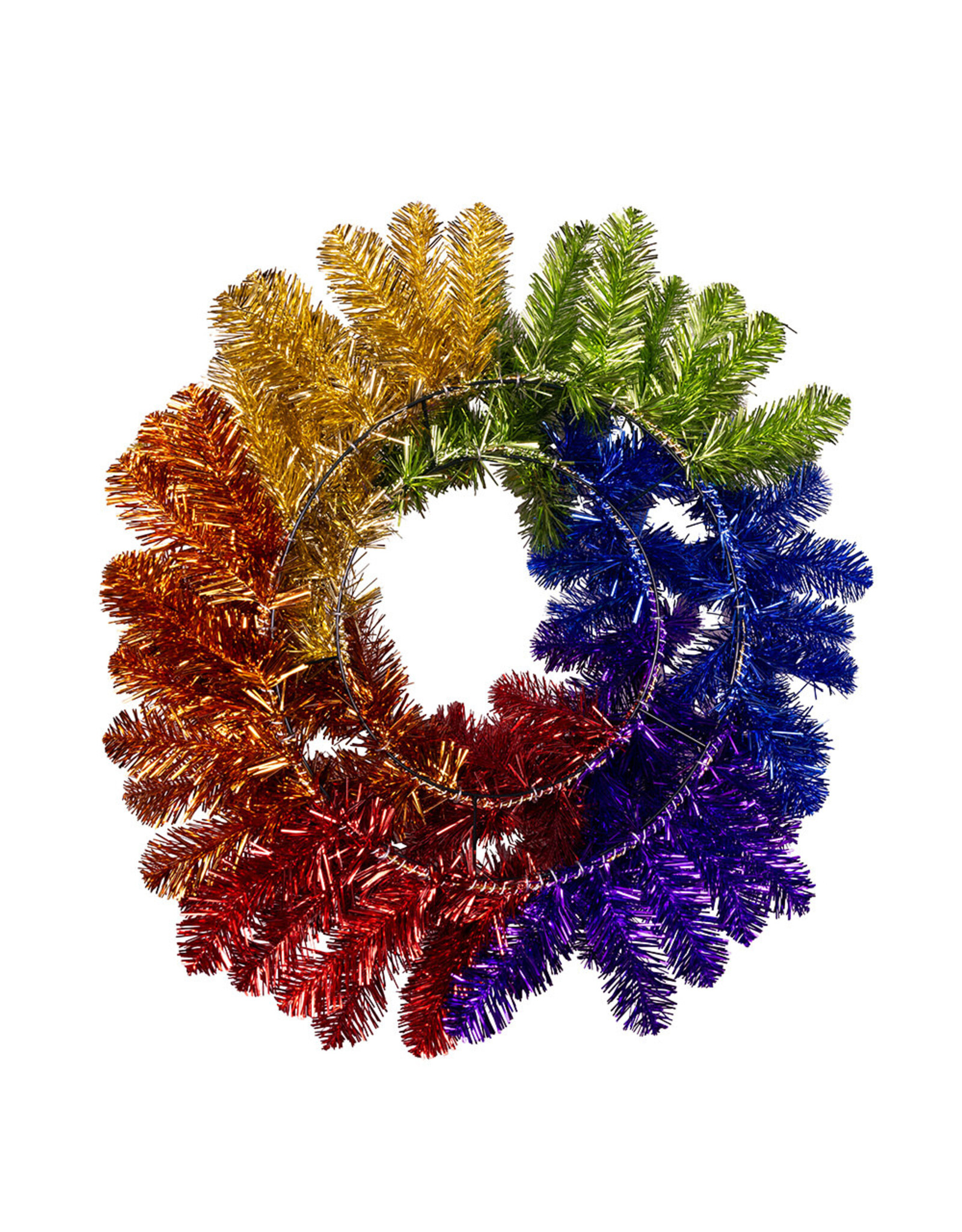 Kurt Adler Rainbow Tinsel Foil Wreath 24 Inch Unlit Pride Wreath
