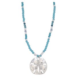Periwinkle by Barlow Necklaces | Sand Dollar with Blue Beads