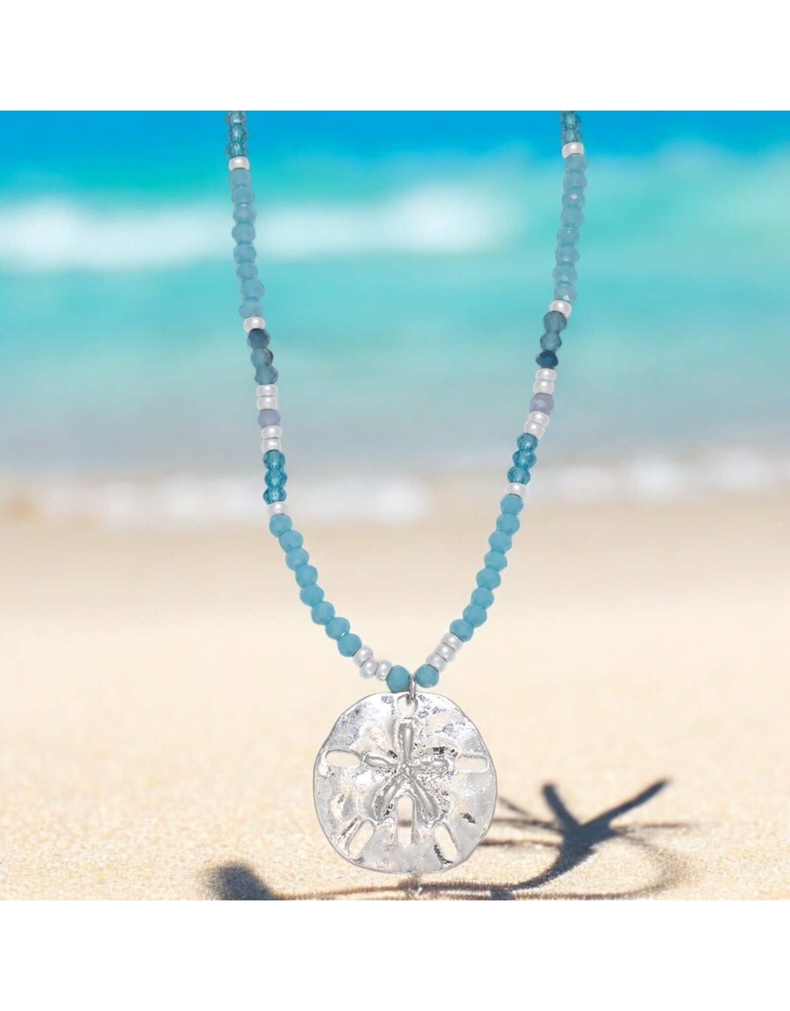 Periwinkle by Barlow Necklaces | Sand Dollar with Blue Beads