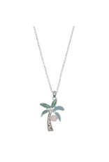 Periwinkle by Barlow Necklaces | Silver Palm Tree Glitter Resin Inlay