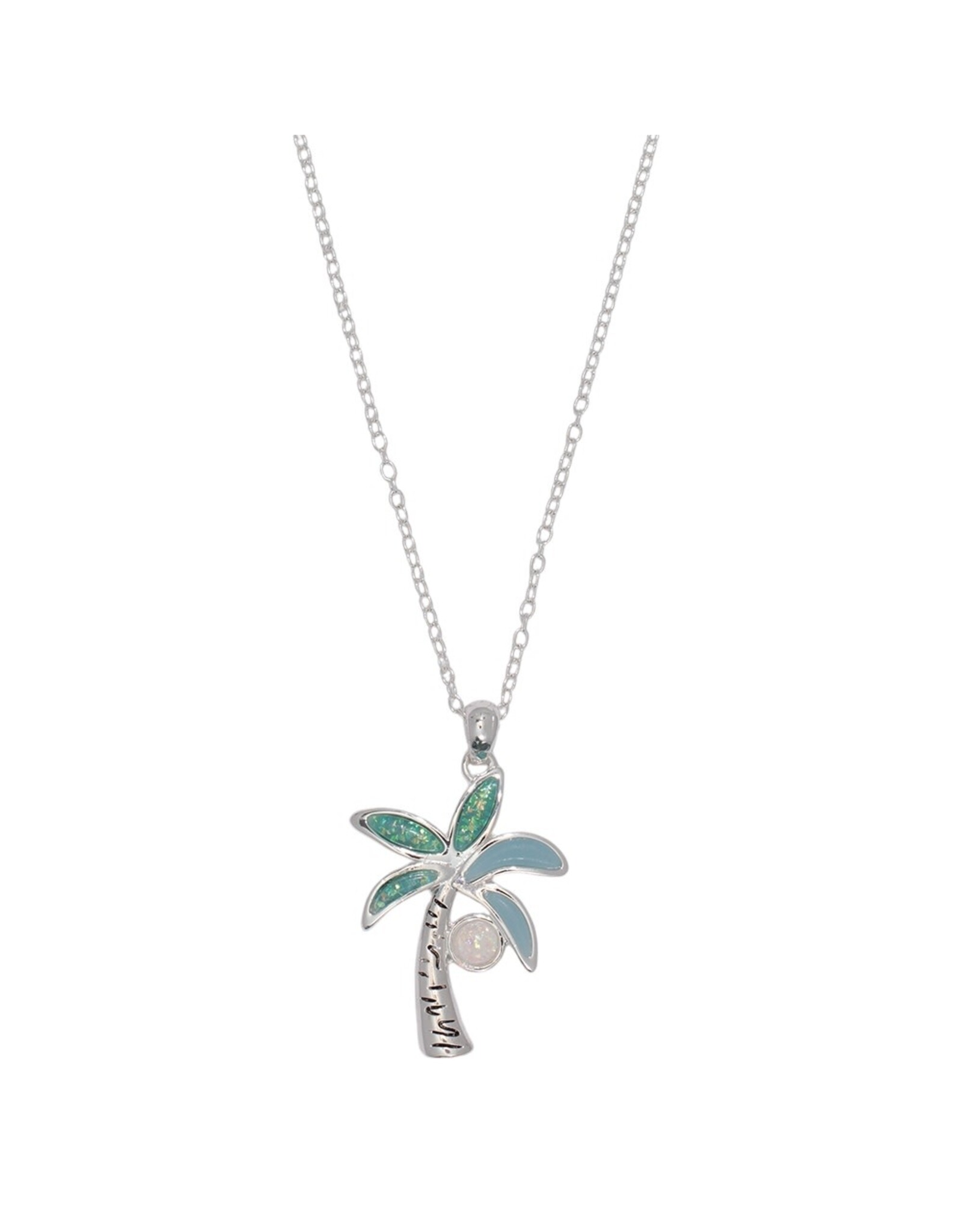 Periwinkle by Barlow Necklaces | Silver Palm Tree Glitter Resin Inlay