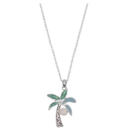 Periwinkle by Barlow Necklaces | Silver Palm Tree Glitter Resin Inlay