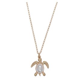 Periwinkle by Barlow Necklaces | Gold Turtle with Pearl