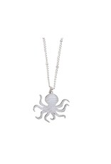 Periwinkle by Barlow Brushed Silver Octopus W Stationed Chain Necklace