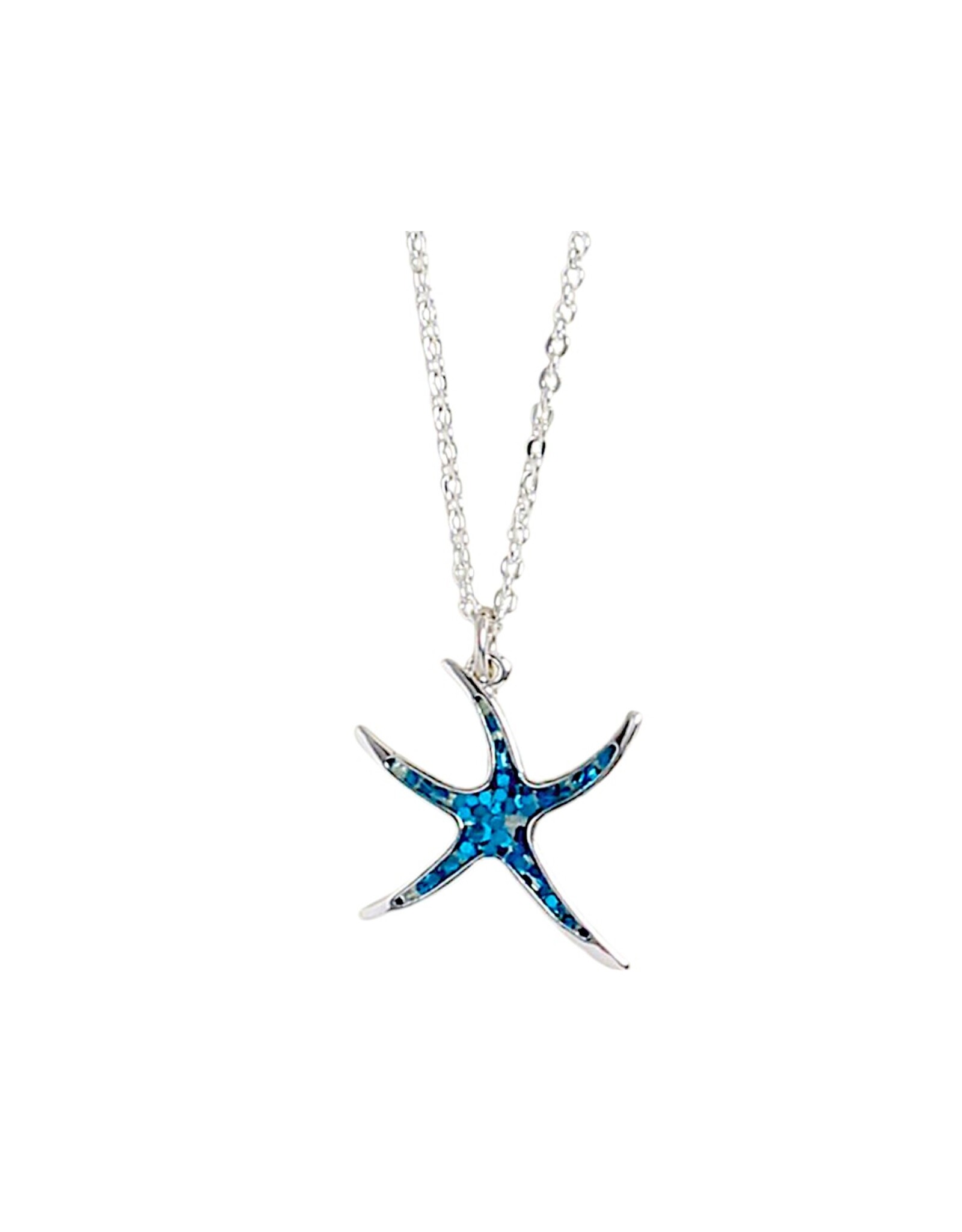 Periwinkle by Barlow Necklaces | Silver Starfish w Blue Glitter Inlay