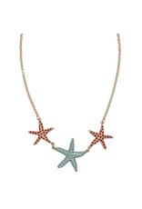 Periwinkle by Barlow Necklaces | Aqua and Coral Gold Starfish