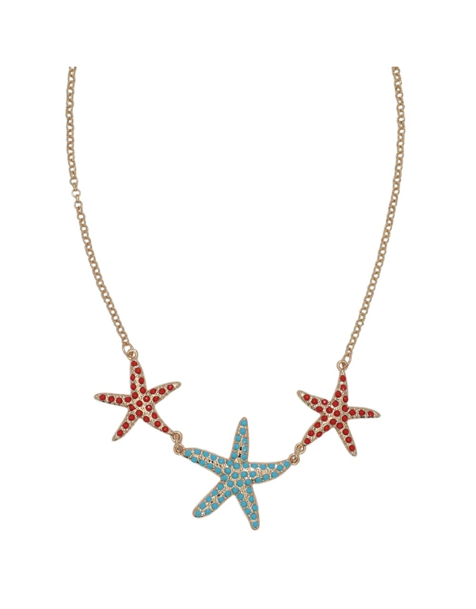 Periwinkle by Barlow Necklaces | Aqua and Coral Gold Starfish