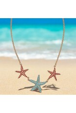 Periwinkle by Barlow Necklaces | Aqua and Coral Gold Starfish