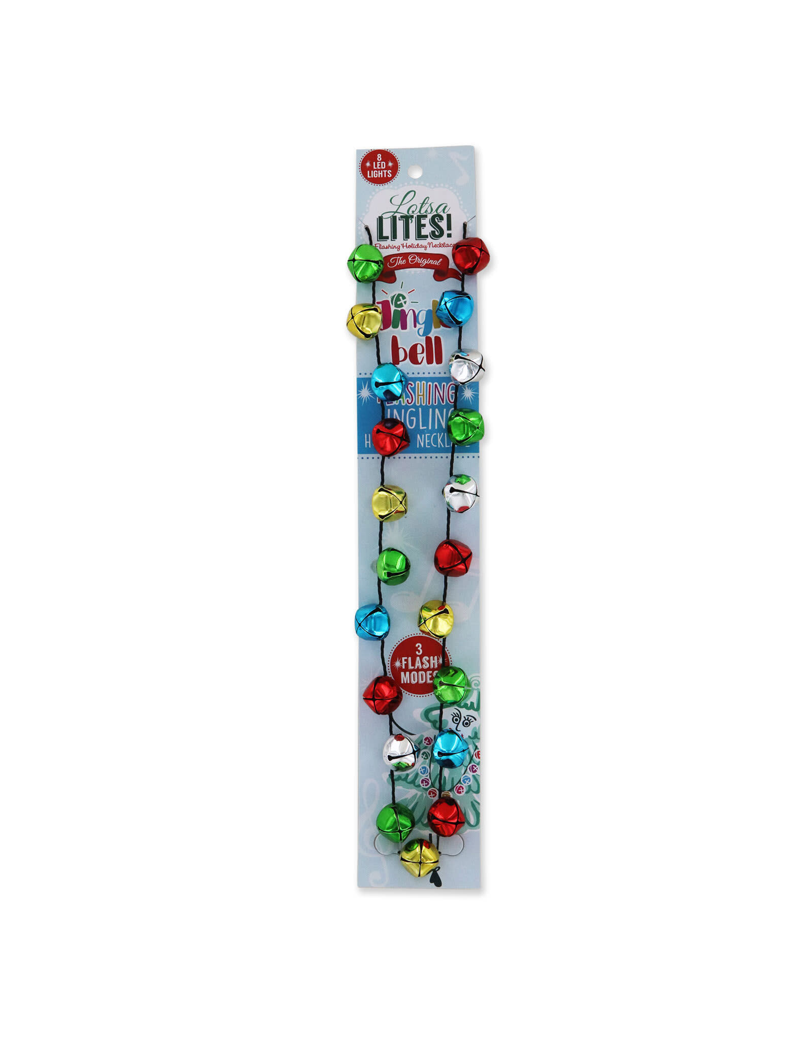 Lotsa LITES! Christmas Jingle Bells Flashing Blinking Lights Necklace