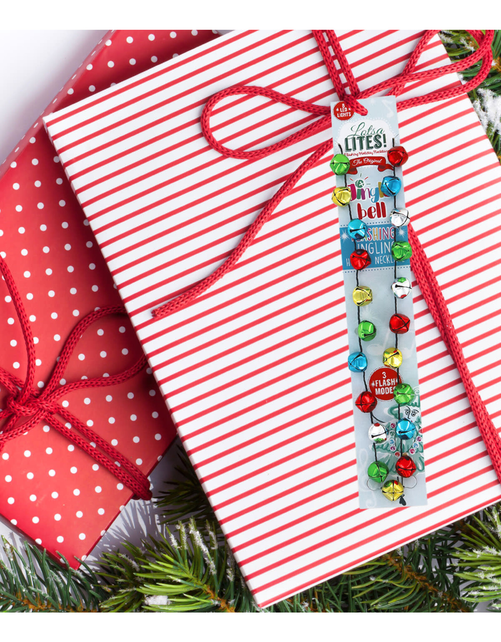 Lotsa LITES! Christmas Jingle Bells Flashing Blinking Lights Necklace