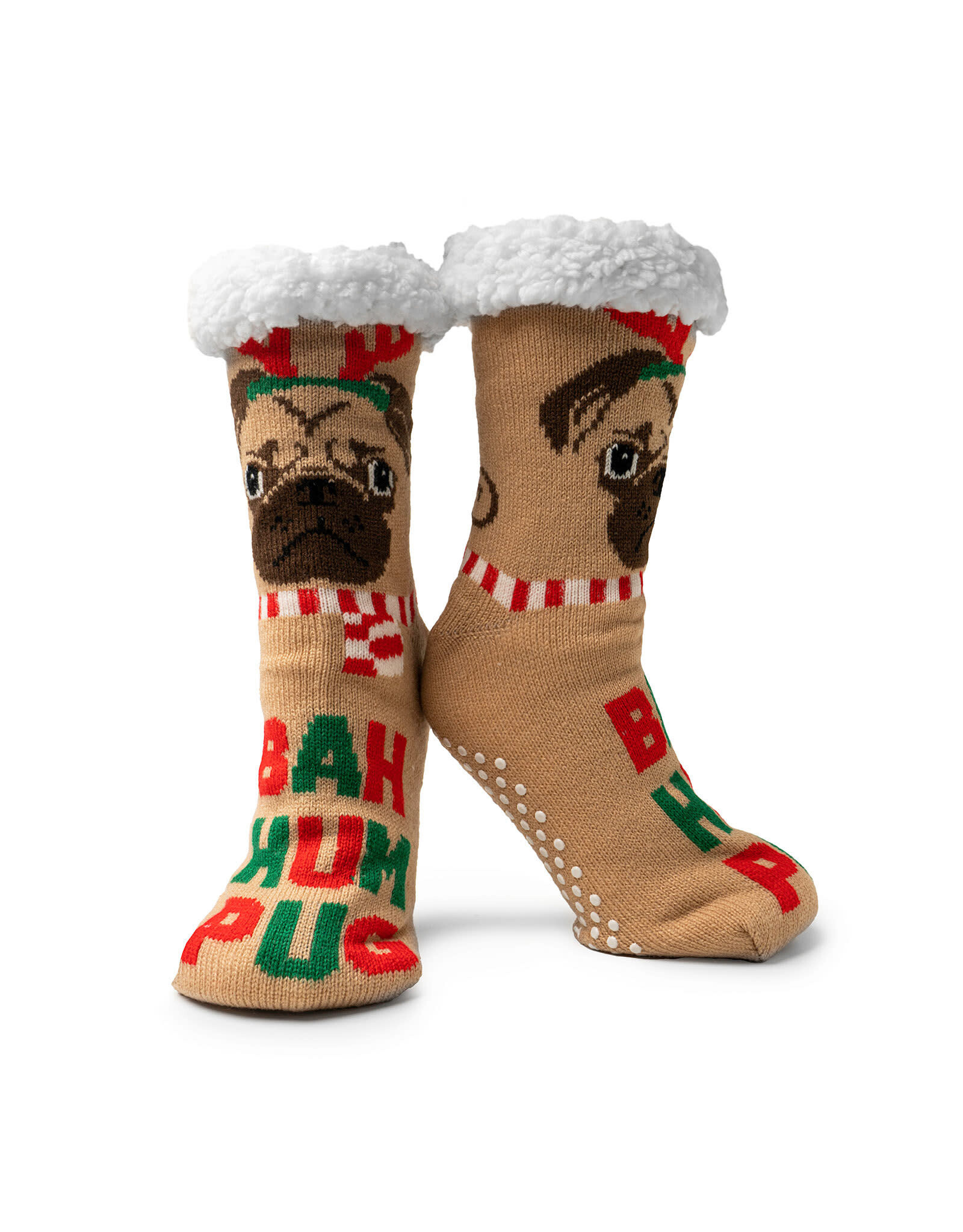 Two Left Feet Mistletoes Slipper Socks | Bah Hum Pug
