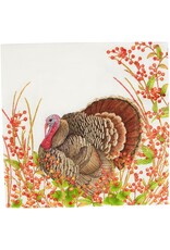Caspari Thanksgiving Paper Luncheon Napkins 20pk Turkeys n Berries