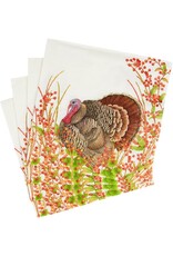 Caspari Thanksgiving Paper Luncheon Napkins 20pk Turkeys n Berries