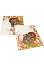 Caspari Thanksgiving Paper Luncheon Napkins 20pk Turkeys n Berries