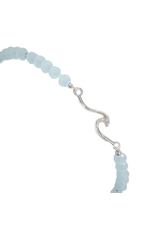 Periwinkle by Barlow Bracelets | Stretch Bracelet Silver Wave W Beads Light Blue