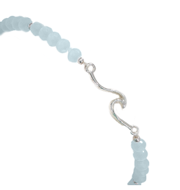 Periwinkle by Barlow Bracelets | Stretch Bracelet Silver Wave W Beads Light Blue