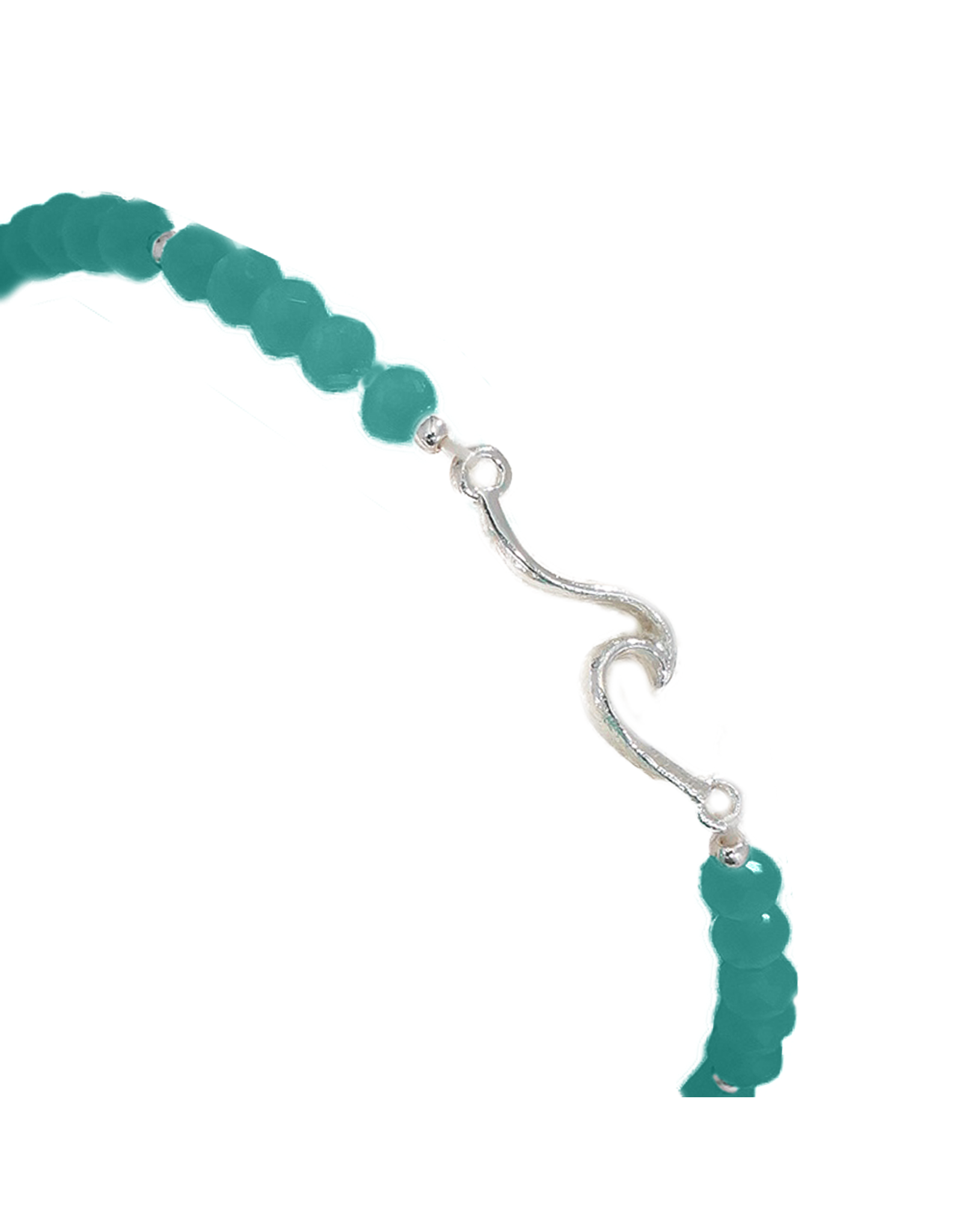 Periwinkle by Barlow Bracelets | Stretch Bracelet Silver Wave W Beads Teal