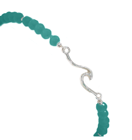 Periwinkle by Barlow Bracelets | Stretch Bracelet Silver Wave W Beads Teal