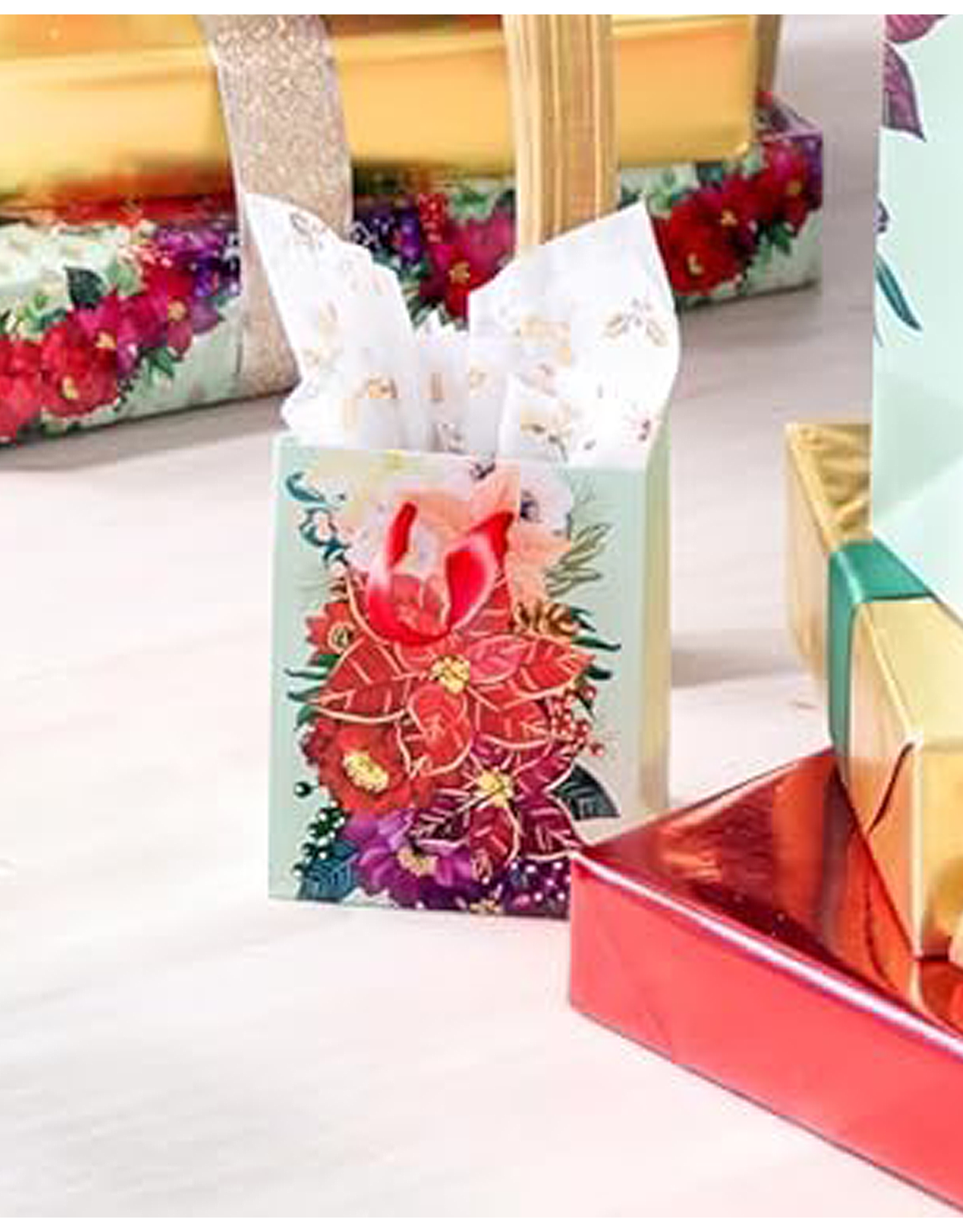 PAPYRUS® Christmas Gift Bag Small 4.5x5.5x2.5 Holiday In Bloom