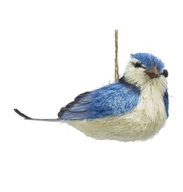 Kurt Adler Blue Jay Sisal Blue Bird Ornament 5 Inch | Head Right