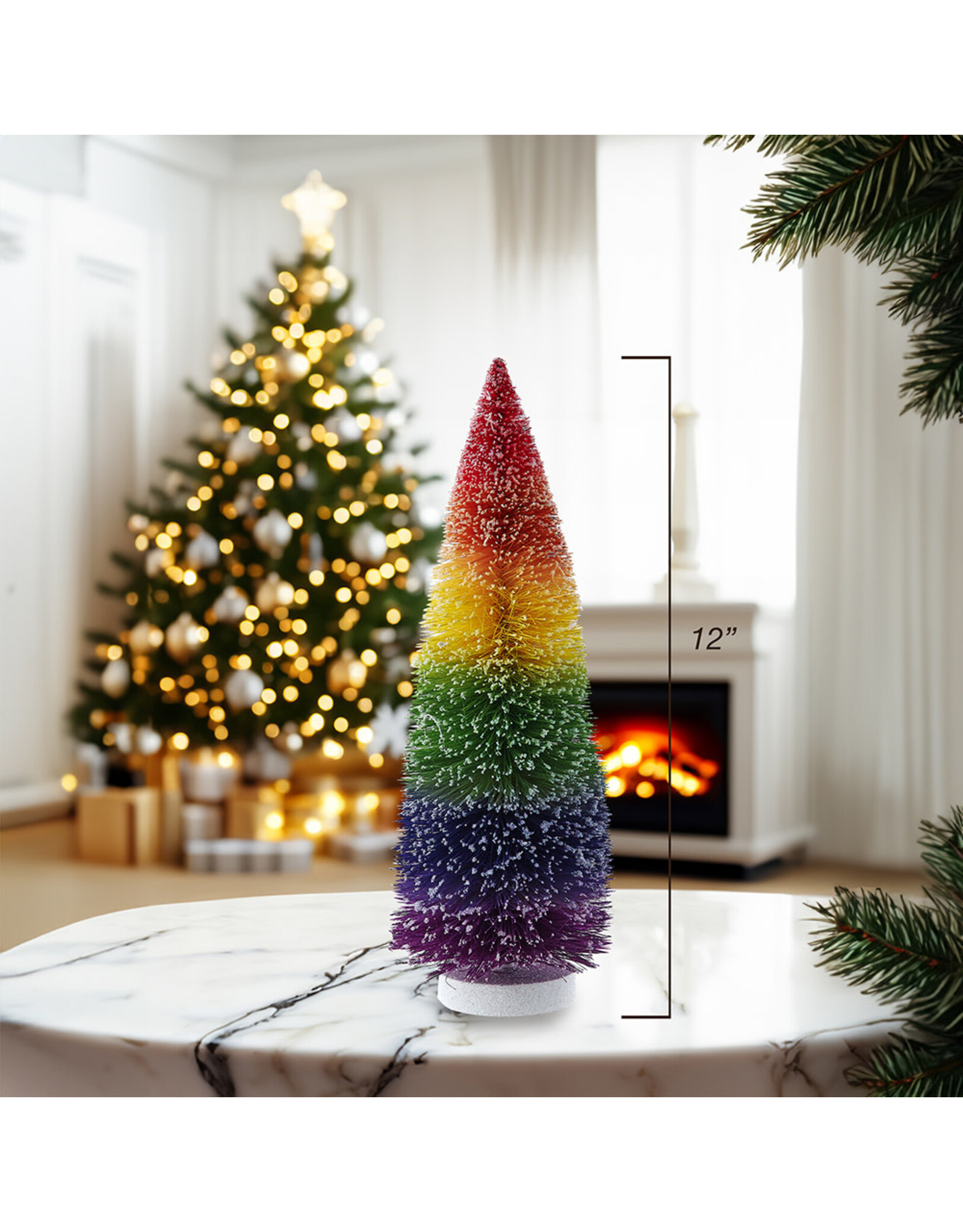 Kurt Adler Rainbow Sisal Christmas Tree Table-Top 12 Inch - 1 FT