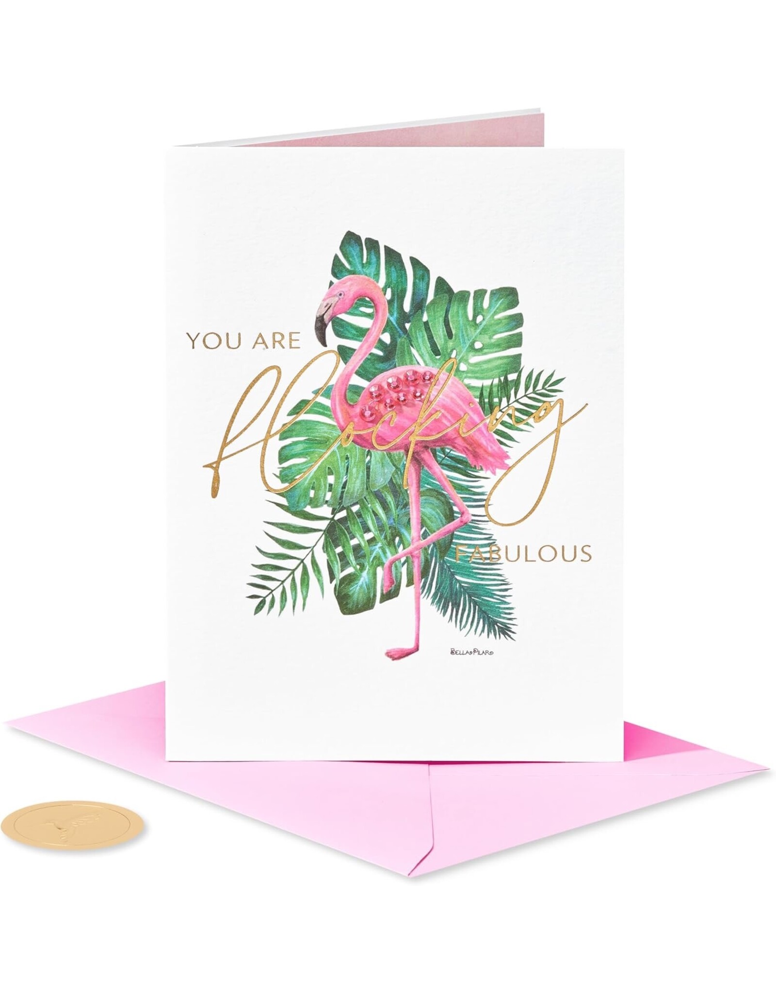 PAPYRUS® Blank Card Flocking Fabulous Flamingo