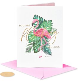 PAPYRUS® Blank Card Flocking Fabulous Flamingo