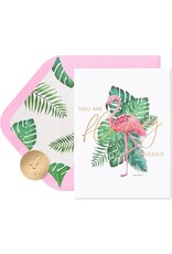 PAPYRUS® Blank Card Flocking Fabulous Flamingo