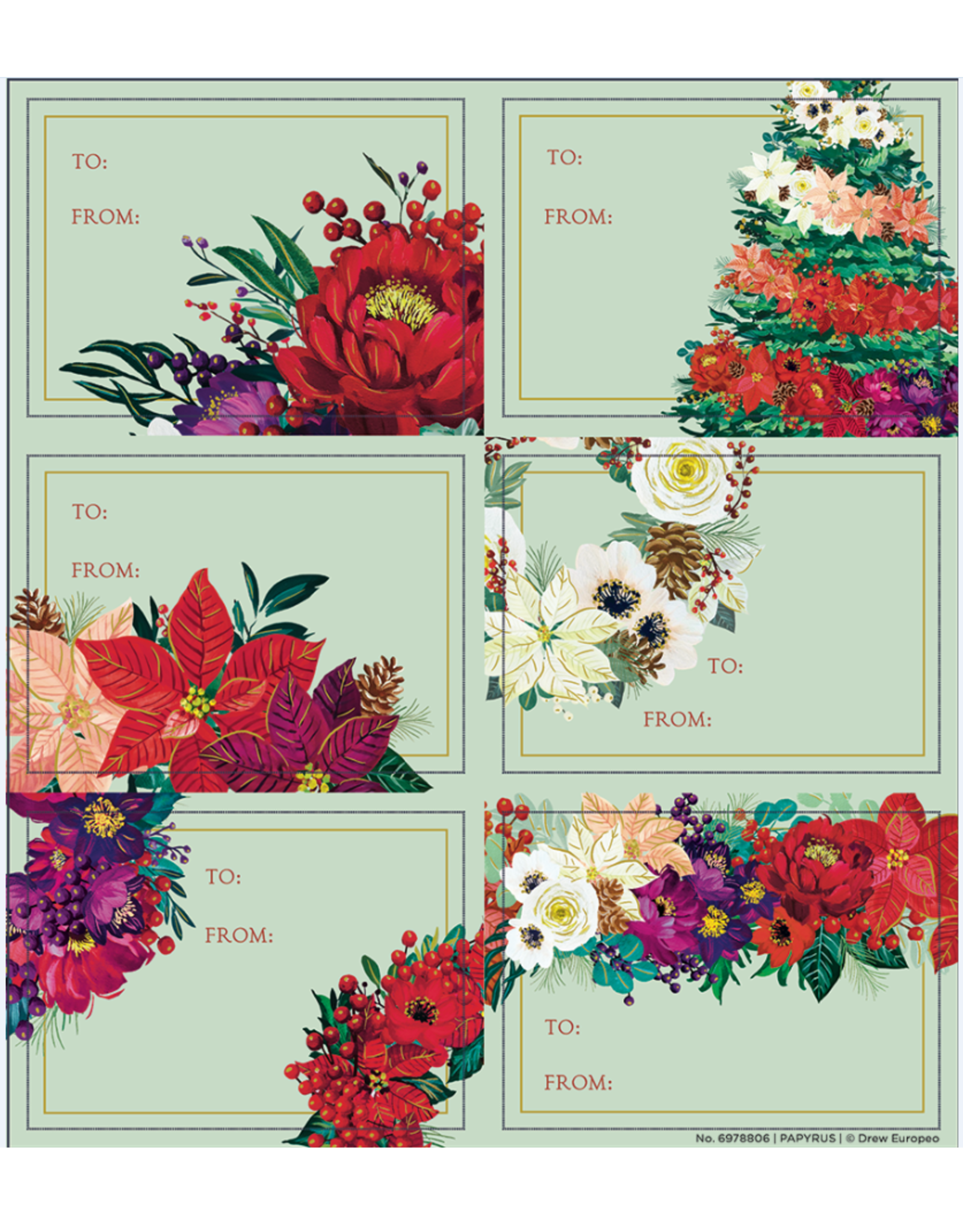 PAPYRUS® Christmas Adhesive Gift Labels 12 To From Labels | Foliage