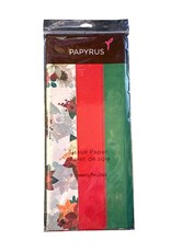 PAPYRUS® Christmas Tissue Paper 9 Sheets Trio | Floral Foliage W Red Green