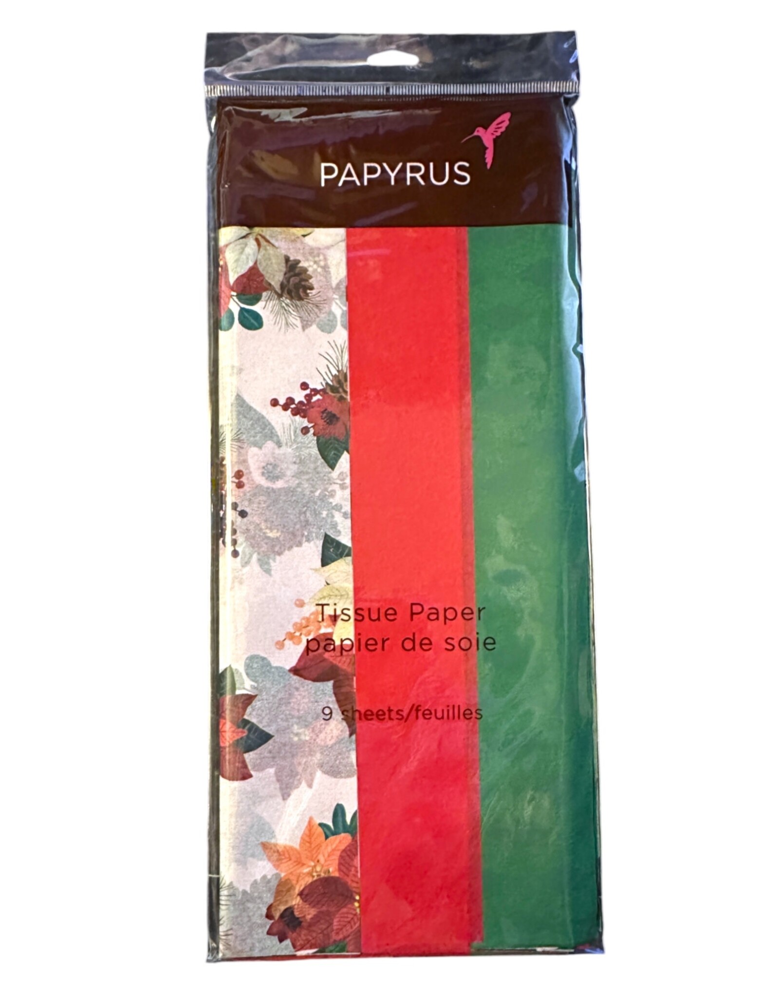 PAPYRUS® Christmas Tissue Paper 9 Sheets Trio | Floral Foliage W Red Green