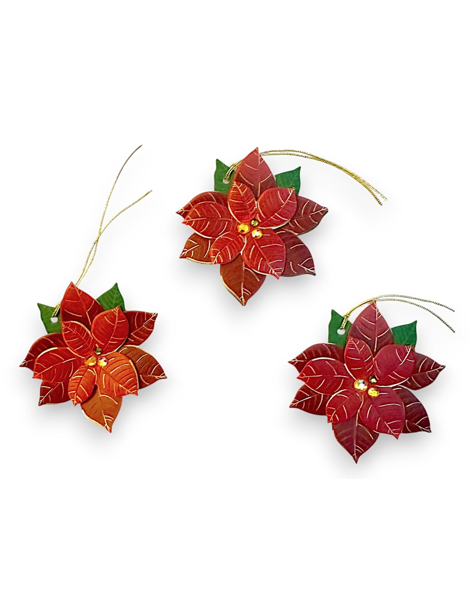 PAPYRUS® Handmade Christmas Gift Tags Set of 3 | Die Cut Poinsettias