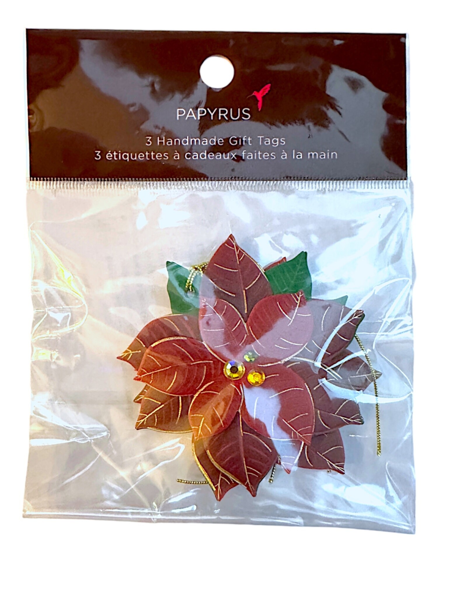 PAPYRUS® Handmade Christmas Gift Tags Set of 3 | Die Cut Poinsettias