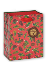 PAPYRUS® Christmas Gift Bag Medium 7x9x4 Evergreen Pinecone